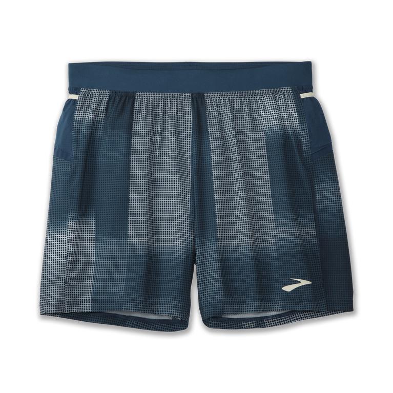 Brooks SHERPA 7 2-IN-1 Running Shorts Mens Outlet - Indigo Rush Altitude Print (JFC723869)